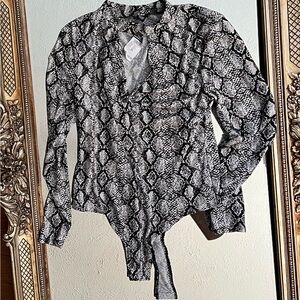 Rue21 Black and White Snakeskin Bodysuit
